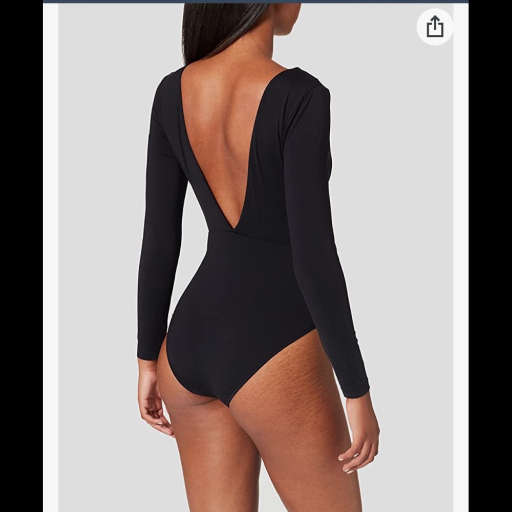 NEW seafolly splendour long sleeve one piece black swimsuit tie front plunge - Picture 3 of 10